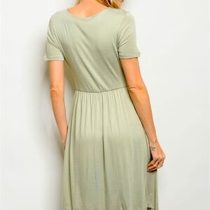 Eikosi Corpcore Sage CrissCross Pockets Midi Sheath Office Dress Womens Large